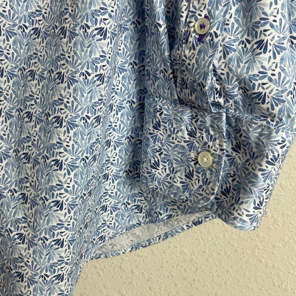 J. McLaughlin Men's size L Blue White Floral Petals Long Sleeve Button Up Shirt - Picture 4 of 8